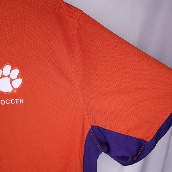 Nike Polo Shirt Mens XXL Clemson Soccer Orange, Purple Dri Fit - Picture 4 of 11